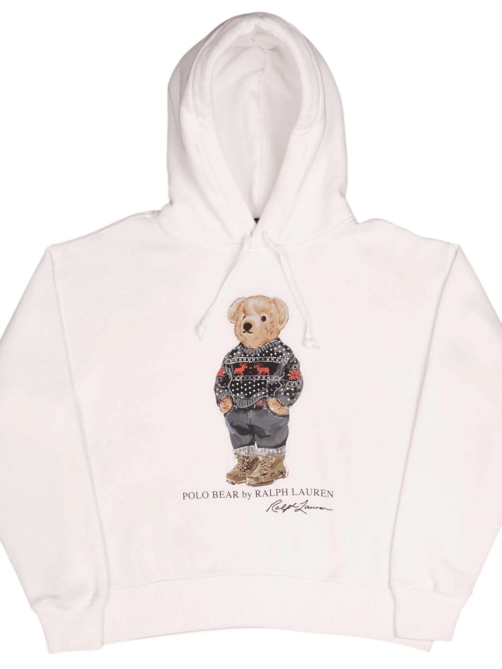 Ralph Lauren White Polo Bear Crewneck Hoodie read description